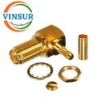 11922214 -- RF CONNECTOR - 50 OHMS , RP SMA FEMALE , RIGHT ANGLE , BULKHEAD REAR MOUNT , CRIMP TYPE , RG316 , 174 CABLE