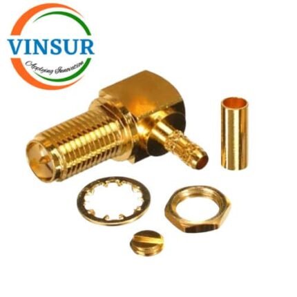 11922214 -- RF CONNECTOR - 50 OHMS , RP SMA FEMALE , RIGHT ANGLE , BULKHEAD REAR MOUNT , CRIMP TYPE , RG316 , 174 CABLE