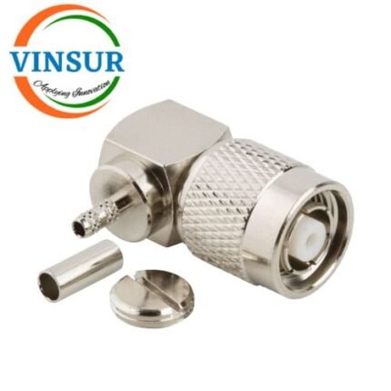 11A12014 -- RF CONNECTOR - 50 OHMS , RP TNC MALE , RIGHT ANGLE ,  CRIMP TYPE , RG316, RG174, RG188, LMR100 CABLE