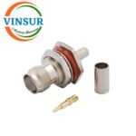 11A21215 -- RF CONNECTOR - 50 OHMS , RP TNC FEMALE , STRAIGHT, BULKHEAD REAR MOUNT , CRIMP TYPE , RG58, RG142, LMR195 CABLE