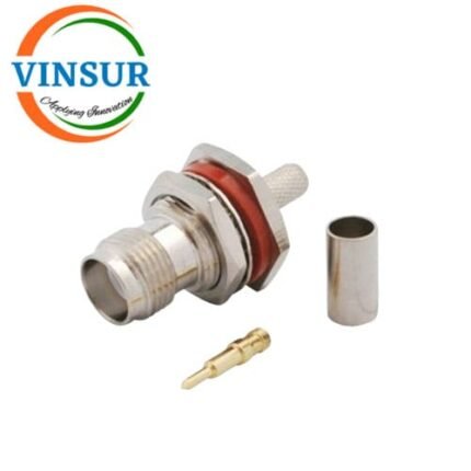 11A21215 -- RF CONNECTOR - 50 OHMS , RP TNC FEMALE , STRAIGHT, BULKHEAD REAR MOUNT , CRIMP TYPE , RG58, RG142, LMR195 CABLE