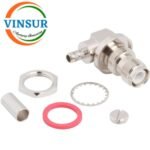 11A22215 -- RF CONNECTOR - 50 OHMS , RP TNC FEMALE , RIGHT ANGLE BULK HEAD REAR MOUNT , CRIMP TYPE , RG58, RG142, LMR195 CABLE