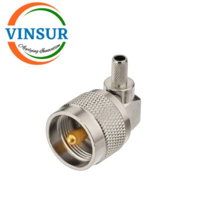 11C12915 -- RF CONNECTOR - 50OHMS , UHF MALE , RIGHT ANGLE , CRIMP TYPE , RG58, RG142, LMR195 CABLE