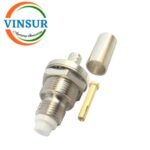 11H21215 -- RF CONNECTOR - 50 OHMS , FME FEMALE , STRAIGHT , BULK HEAD REAR MOUNT , CRIMP TYPE , RG58,142 CABLE