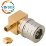 11J1201C -- RF CONNECTOR - 50 OHMS , QMA MALE , RIGHT ANGLE , SOLDER TYPE , RG405 (0.086 INCH)  CABLE