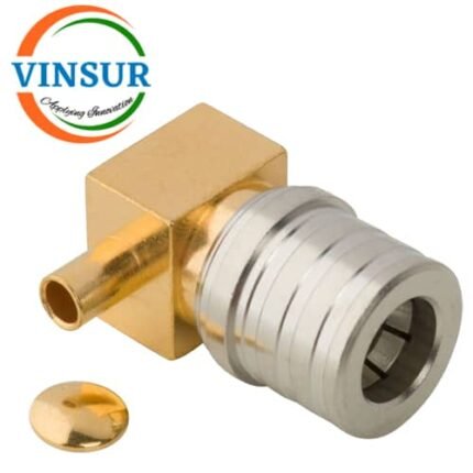 11J1201C -- RF CONNECTOR - 50 OHMS , QMA MALE , RIGHT ANGLE , SOLDER TYPE , RG405 (0.086 INCH)  CABLE