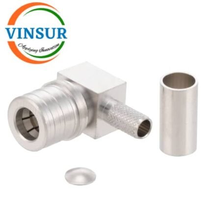 11J12015 -- RF CONNECTOR - 50 OHMS , QMA MALE , RIGHT ANGLE, CRIMP TYPE , RG58, RG142,  LMR195 CABLE