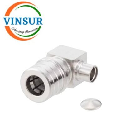 11J1201D -- RF CONNECTOR - 50 OHMS , QMA MALE ,RIGHT ANGLE, SOLDER TYPE , RG402 (0.141 INCH)  CABLE
