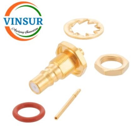 11J2121C -- RF CONNECTOR - 50 OHMS , QMA FEMALE , STRAIGHT BULK HEAD REARMOUNT , SOLDER TYPE , RG405 (0.086 INCH)  CABLE