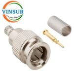12P11014 -- RF CONNECTOR 75OHMS , MINI BNC MALE , STRAIGHT ,  CRIMP TYPE , RG316-174, RG188, LMR100 CABLE