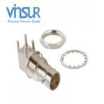 12P22240 MINI BNC FML R/A Bkh PCB-Through Hole 75 Ω