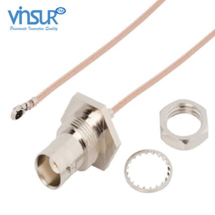 AMC Right Angle Male to BNC Straight Bulkhead Female RG-178 Cable Assembly