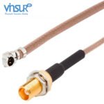 AMC Right Angle Male to MCX Straight Bulkhead Female RG-178 Cable Assembly