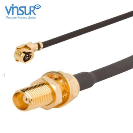 AMC Right Angle Male to MMCX Straight Female Bulkhead 1.13 mm Cable Assembly