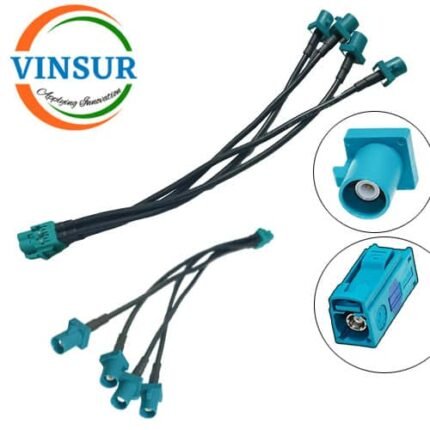 VSW-FAKRA SMB-CA-174 -- FAKRA SMB Male Straight for RG174(Water blue color Z-code) 4-pin  Cable Assembly