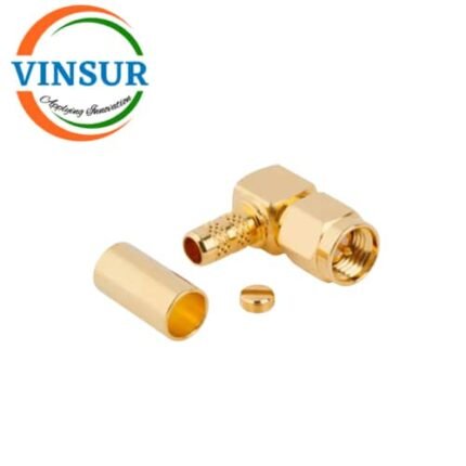 VSW-11512915-13G -- RF CONNECTOR - 50OHMS , SMA MALE , RIGHT ANGLE ,  CRIMP TYPE , RG58, RG142, LMR195 CABLE