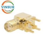 VSW-11522040-CN -- RF CONNECTOR - 50 OHMS , SMA FEMALE , RIGHT ANGLE , PCB-THROUGH HOLE, ROUND POST