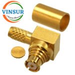 VSW-11H22912-- RF CONNECTOR - 50 OHMS , SMP FEMALE , RIGHT ANGLE , CRIMP TYPE , FOR RG178 CABLE