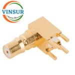 VSW-11J22040 -- RF CONNECTOR - 50 OHMS , QMA FEMALE , RIGHT ANGLE , PCB-THROUGH HOLE