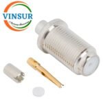 VSW-12B2121C -- RF CONNECTOR - 75-OHMS ,FTYPE FEMALE , STRAIGHT , BULKHEAD REAR MOUNT , SCRIMP TYPE , RG405 (0.086 INCH)  CABLE