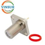 VSW-12B214L0 -- RF CONNECTOR - 75 OHMS, F-TYPE FEMALE STRAIGHT 4-HOLE FLANGE 6.35 EXTENDED TEFLON  PCB-ROUND POST