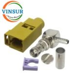 VSW-FAKRA-FRA-316K -- RF CONNECTOR - 50 OHMS FAKRA SMB FEMALE RIGHT ANGLE CRIMP TYPE FOR RG 316 CABLE(Curry)