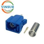 VSW-FAKRA-FS-58C -- RF CONNECTOR - 50 OHMS FAKRA SMB FEMALE STRAIGHT CRIMP TYPE FOR RG 58 CABLE(Blue) - Image 3