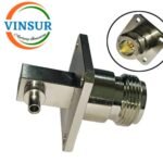 VSW250013-CN -- RF CONNECTOR - 50 OHMS , N FEMALE , RIGHT ANGLE ,4-HOLE FLANGE MOUNT , SOLDER TYPE , RG405 CABLE
