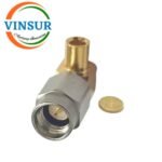 VSW250015-CN -- RF CONNECTOR - 50 OHMS SSMA MALE RIGHT ANGLE SOLDER TYPE FOR RG402 CABLE
