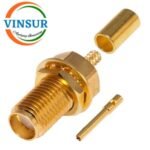 VSW250024-CN -- RF CONNECTOR - 50 OHMS SMA FEMALE STRAIGHT BULKHEAD CRIMP TYPE  FOR RG178 CABLE