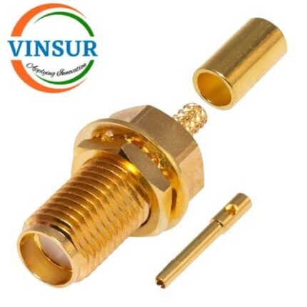 VSW250024-CN -- RF CONNECTOR - 50 OHMS SMA FEMALE STRAIGHT BULKHEAD CRIMP TYPE  FOR RG178 CABLE